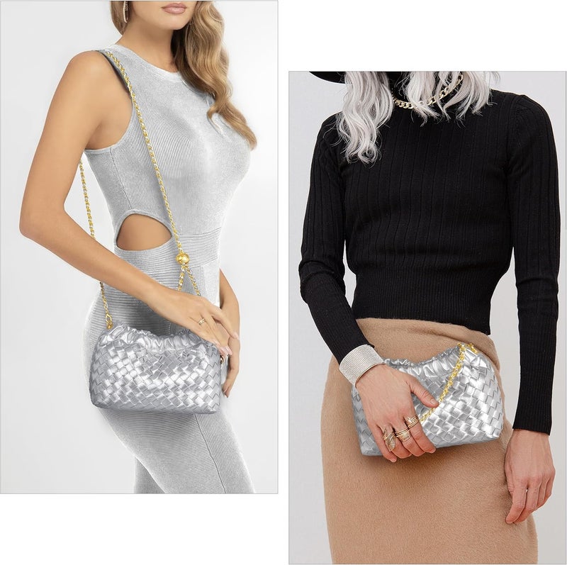 Joryin Woven Women's Crossbody Bag & Evening Purse, Trendy Dumpling Clutch & Hobo Cloud Shoulder Bag Trendy Dumpling Clutch - Image 3